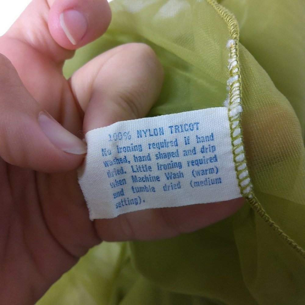 Incredible Vtg 2 Pc 100% Nylon Tricot Peignoir Nightgown & Robe Set Green Lace - Picture 9 of 12